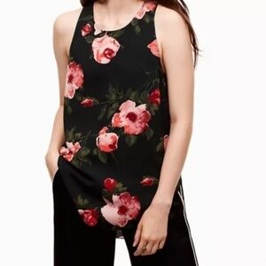 Aritzia Wilfred Black Floral Sleeveless Flowy Sevres Tank Top Blouse - Sz XS